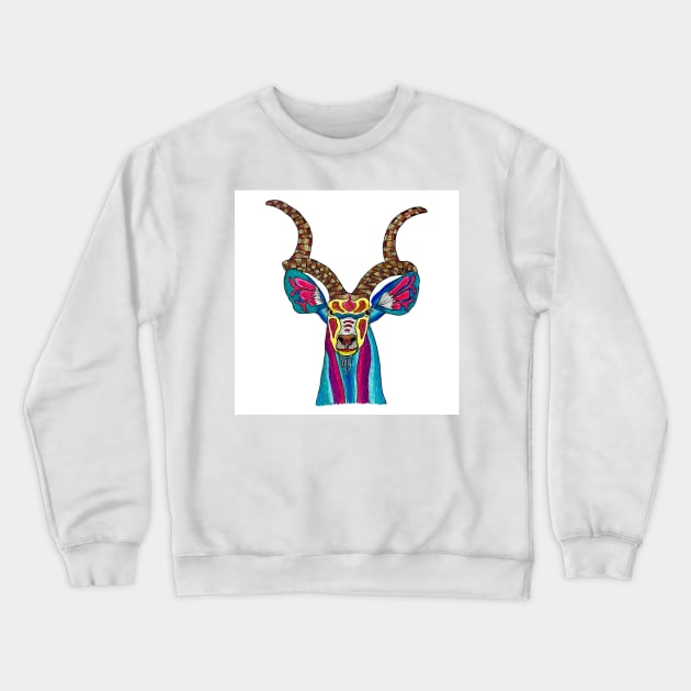 Kolorful Kudu Crewneck Sweatshirt by JimLorman